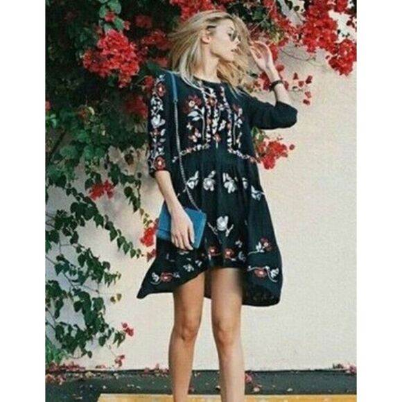 Zara | Dresses | Zara Embroidered Shift Dress | XS - Picture 1 of 7